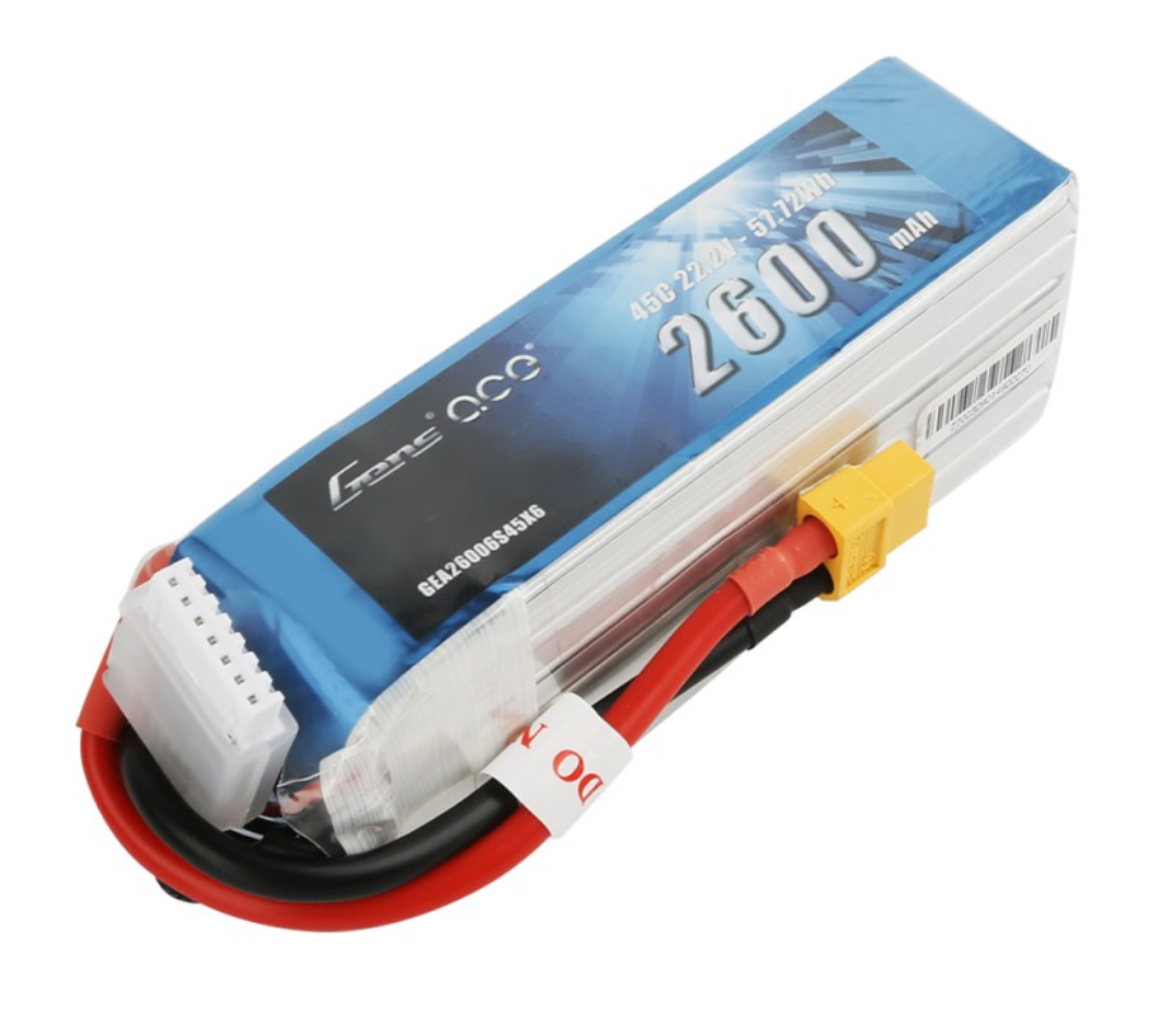 Gens ace 2600mAh 6S 22.2V 45C Lipo Battery Pack with XT60 Plug