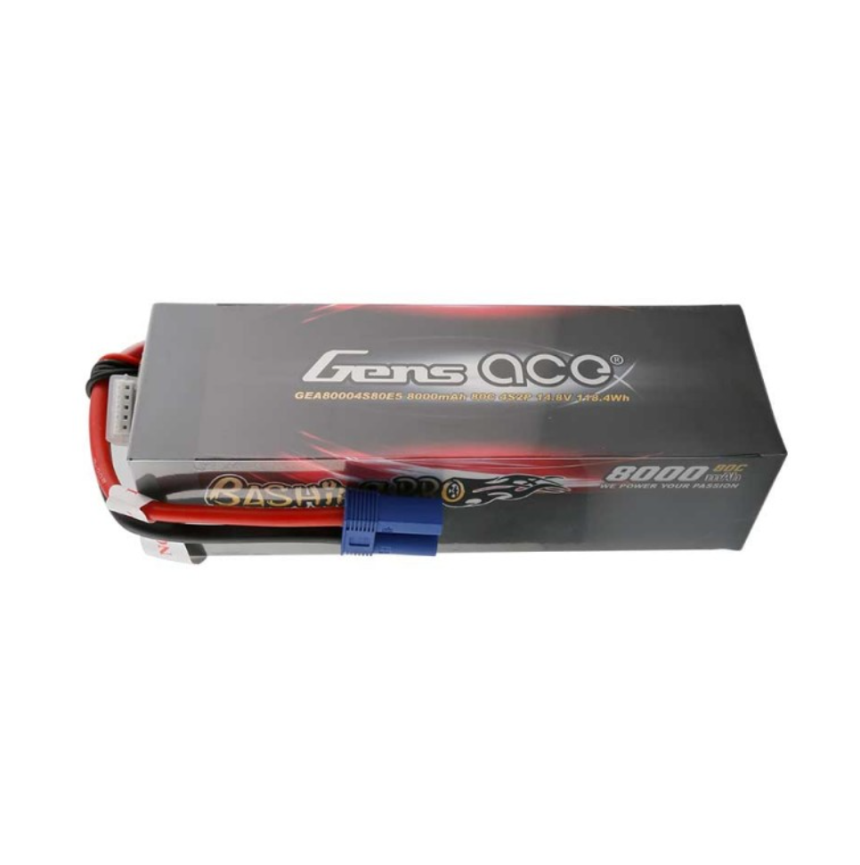 Gens ace 8000mAh 14.8V 80C 4S2P Lipo Battery Pack with EC5 Plug