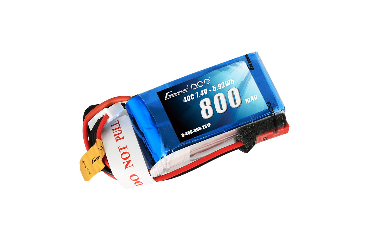 Gens ace 800mAh 2S 7.4V 40C Lipo Battery Pack with JST-SYP Plug