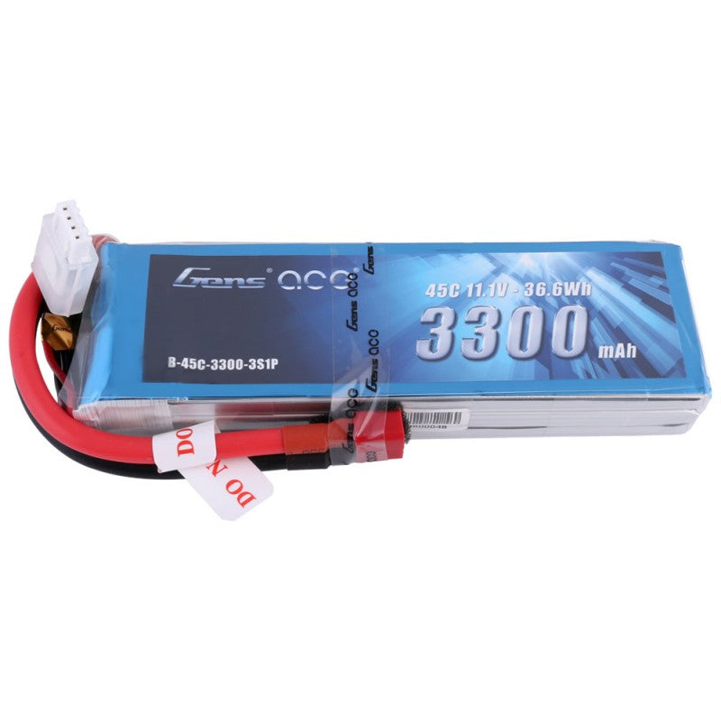 Gens ace 3300mAh 11.1V 45C 3S1P Lipo Battery Pack Deans plug
