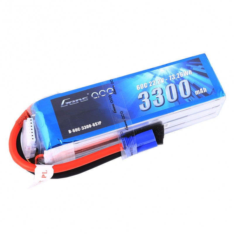 Gens ace 3300mAh 22.2V 60C 6S1P Lipo Battery Pack EC5 plug