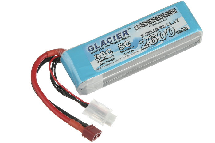 Glacier 30C 2600mAh 3S 11.1V LiPo Battery with T Plug