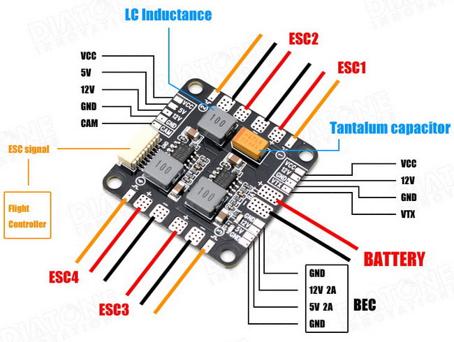 Diatone V8.3 LC Filter Power Distribution Board