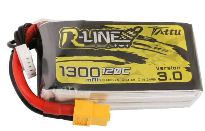 Tattu R-Line Version 3.0 1300mAh 14.8V 120C 4S1P Lipo Battery Pack with XT60 Plug