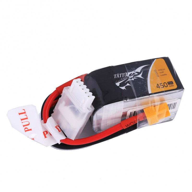 Tattu 14.8V 75C 4S1P 450mAh Lipo Battery Pack with XT30 plug
