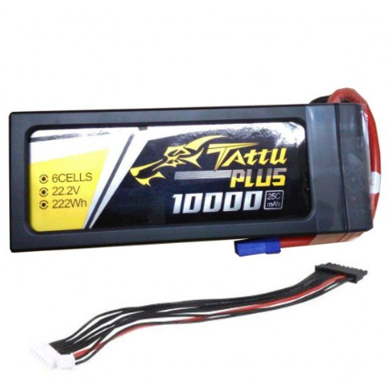 Tattu Plus 22.2V 25C 10000mAh 6S Lipo Smart Battery Pack with EC5 Plug new version