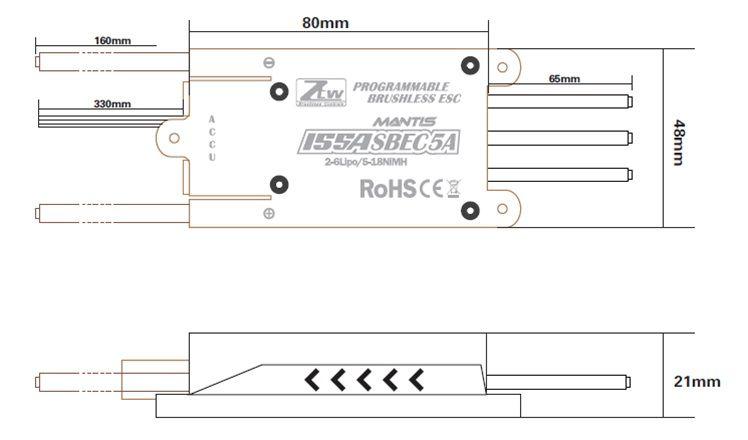 ZTW Mantis 155A ESC with 5A SBEC