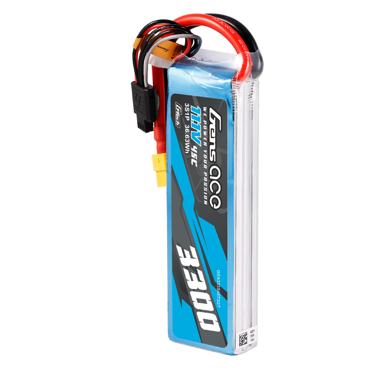 Gens Ace 3300mAh 3S 45C 11.1V G-Tech Lipo Battery Pack With EC3 And Deans Adapter