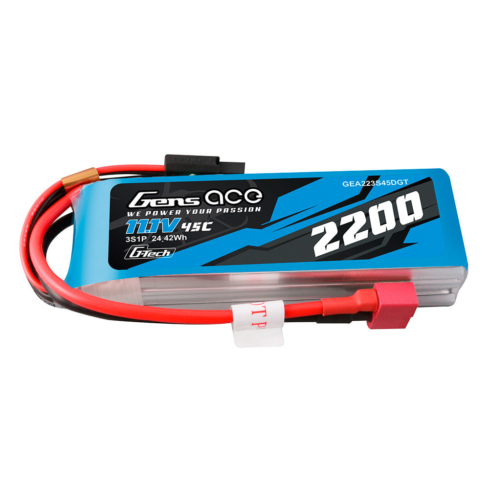 Gens Ace G-Tech 2200mAh 45C 14.8V 4S1P Lipo Battery Pack With EC3 And Deans Adapter