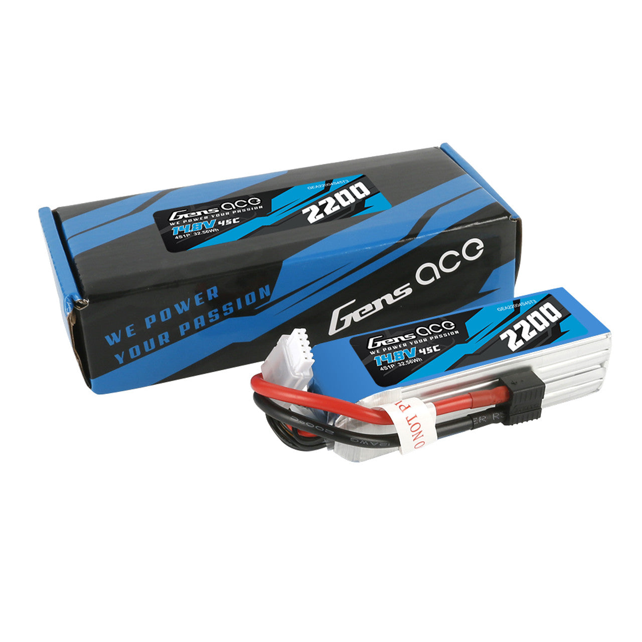 Gens Ace 2200mAh 4s 45C 14.8V Lipo Battery Pack With EC3 And Deans Adapter