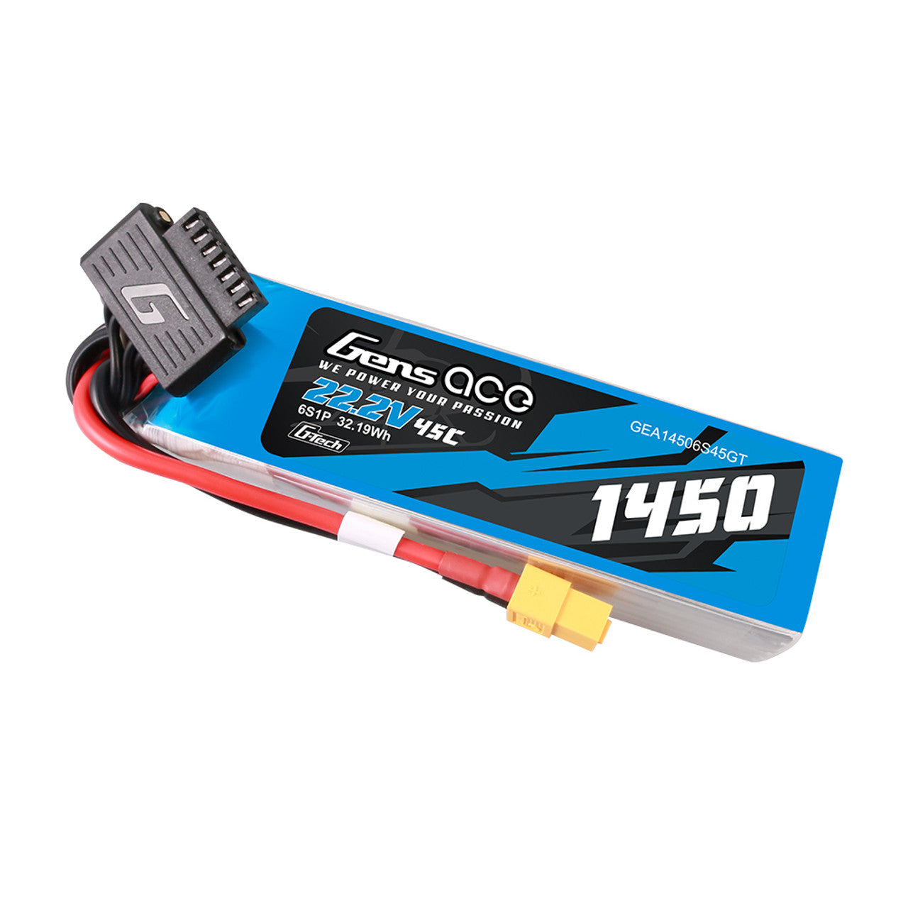 Gens Ace 1450mAh 22.2V 45C 6S1P G-Tech Lipo Battery Pack With XT60 Plug