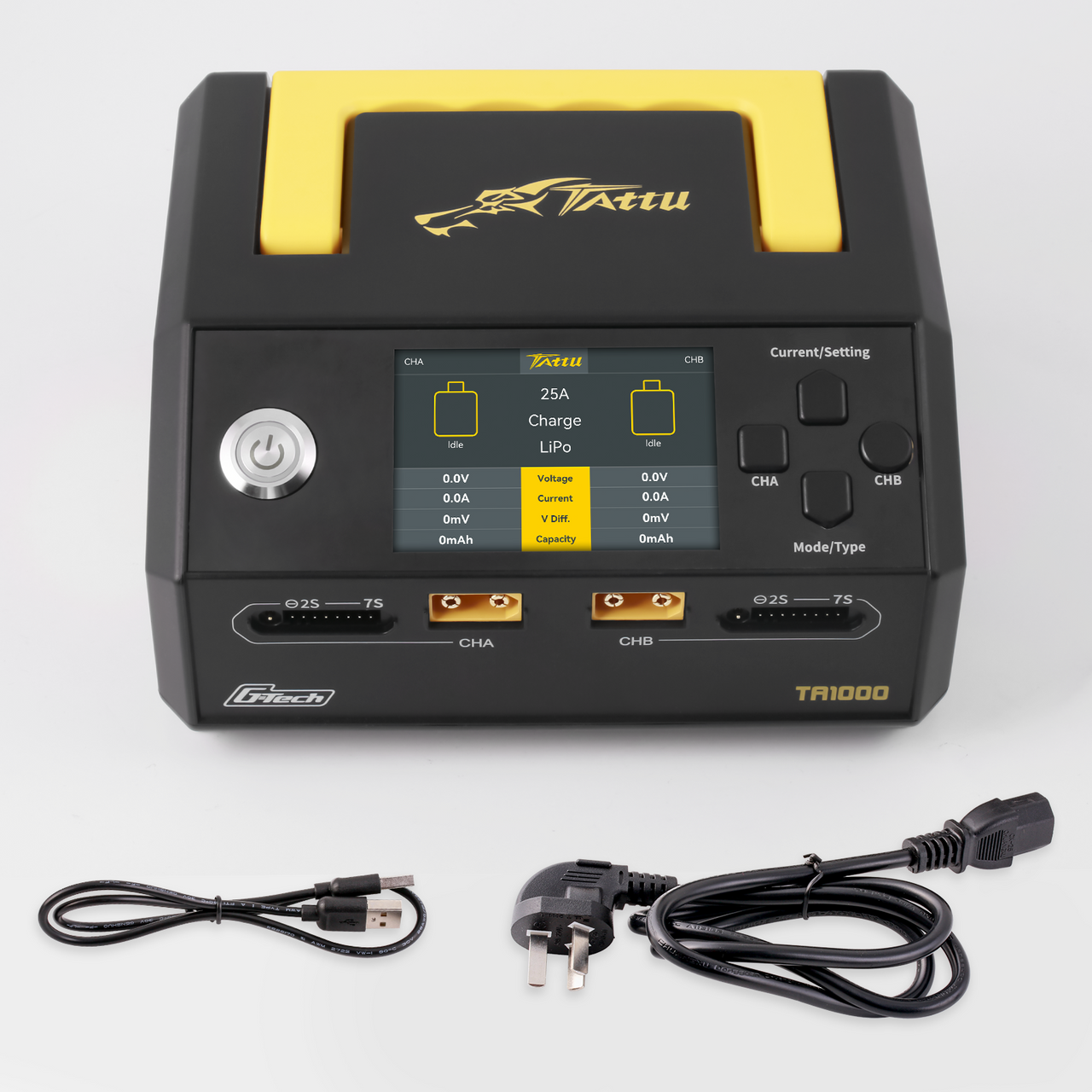 Tattu TA1000 G-Tech Dual-Channel Charger 25Ax2 1000W For 1S-7S Drone Battery