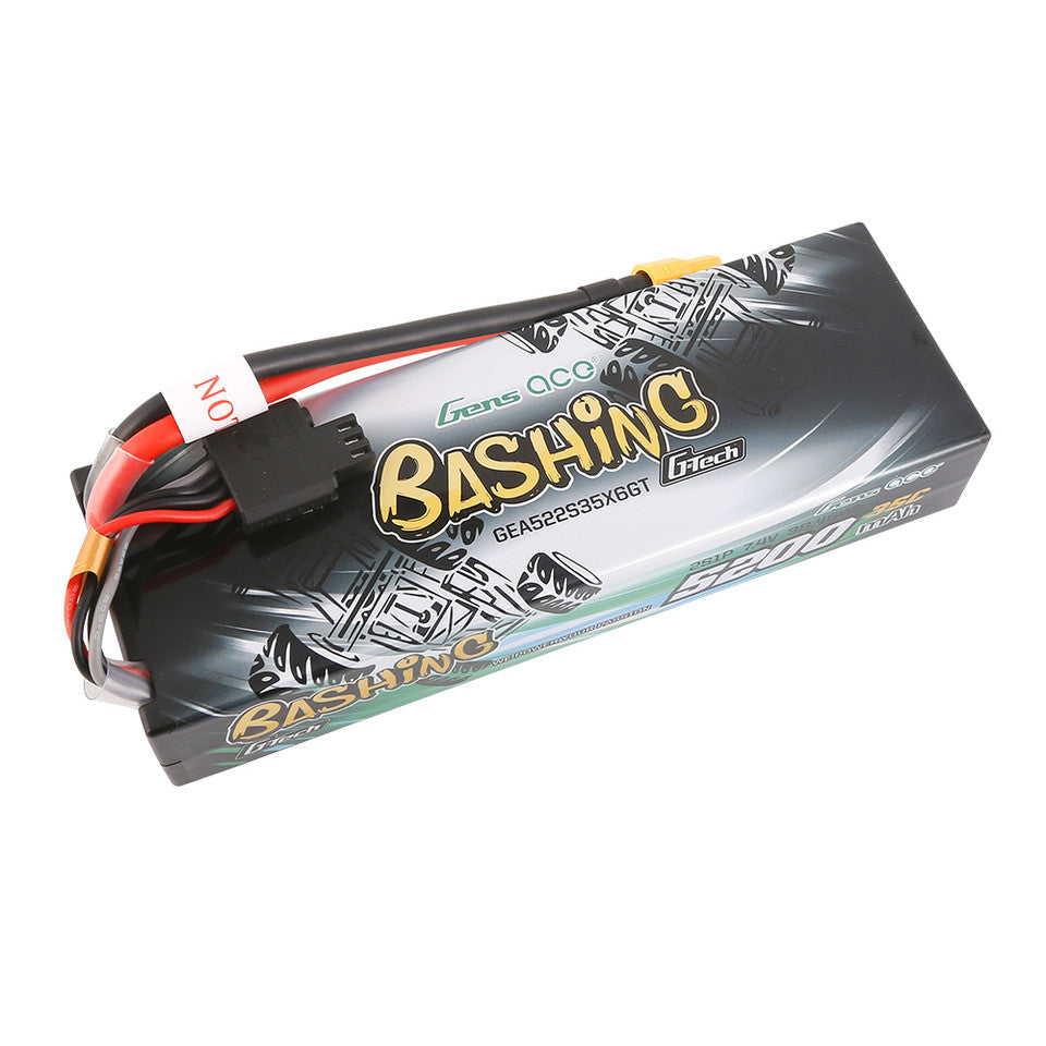 Gens Ace G-Tech Bashing Series 5200mAh 7.4V 2S1P 35C Car Lipo Battery Pack Hardcase 24# With XT60 Plug