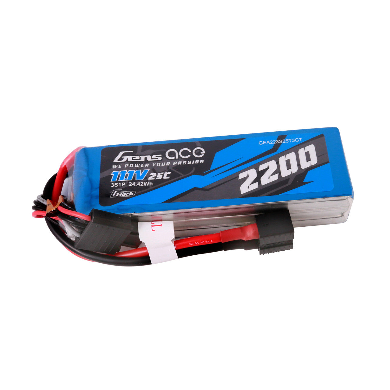 Gens Ace G-Tech 2200mAh 11.1V 3S1P 25C Lipo Battery Pack With EC3, Deans And XT60 Adapter