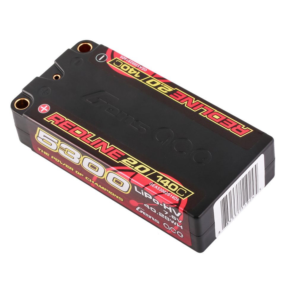 Gens Ace 5300mAh 7.6V 140C 2S2P HardCase #64 HV Shorty Redline 2.0 Series Lipo Battery