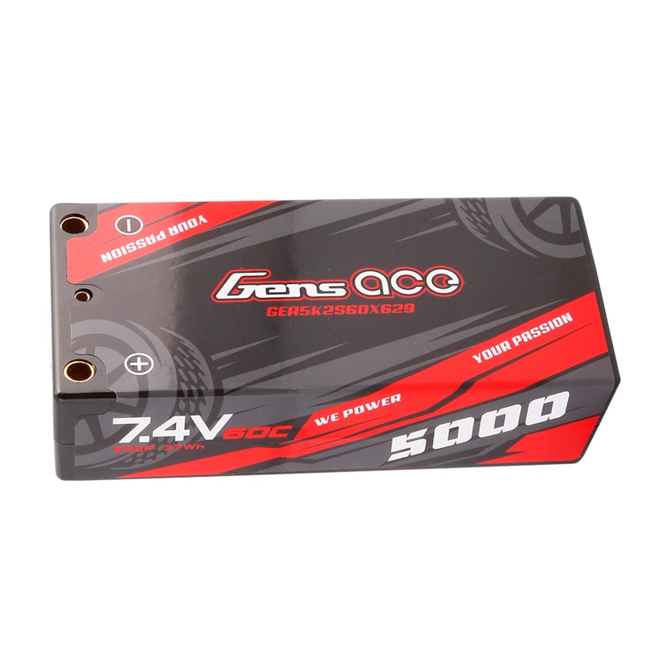 Gens Ace 5000mAh 7.4V 2S2P 60C HardCase Lipo Battery 29# With 4.0mm Bullet To XT60 Plug