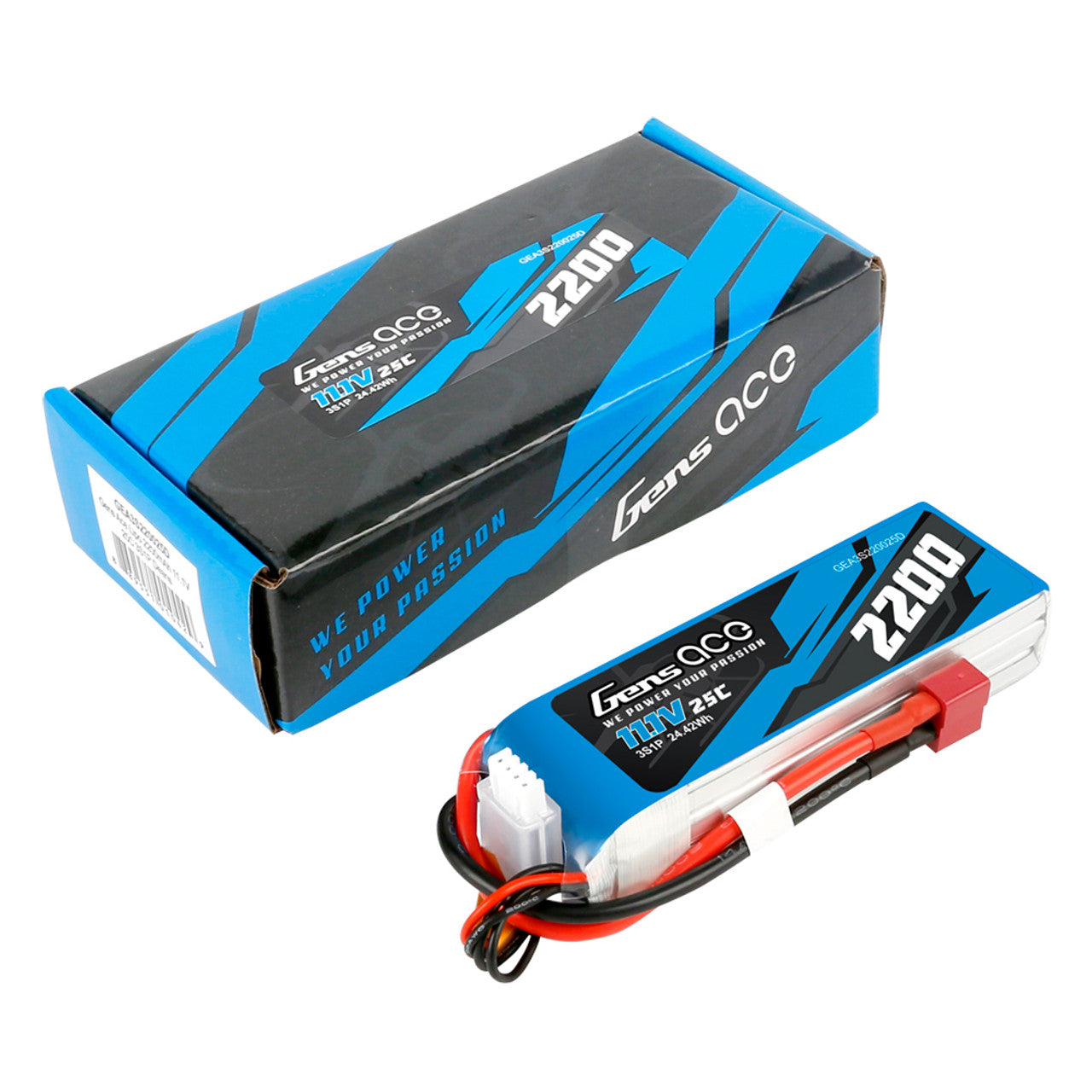 Gens ace 2200mAh 3S 11.1V 25C Lipo Battery Pack with Deans plug
