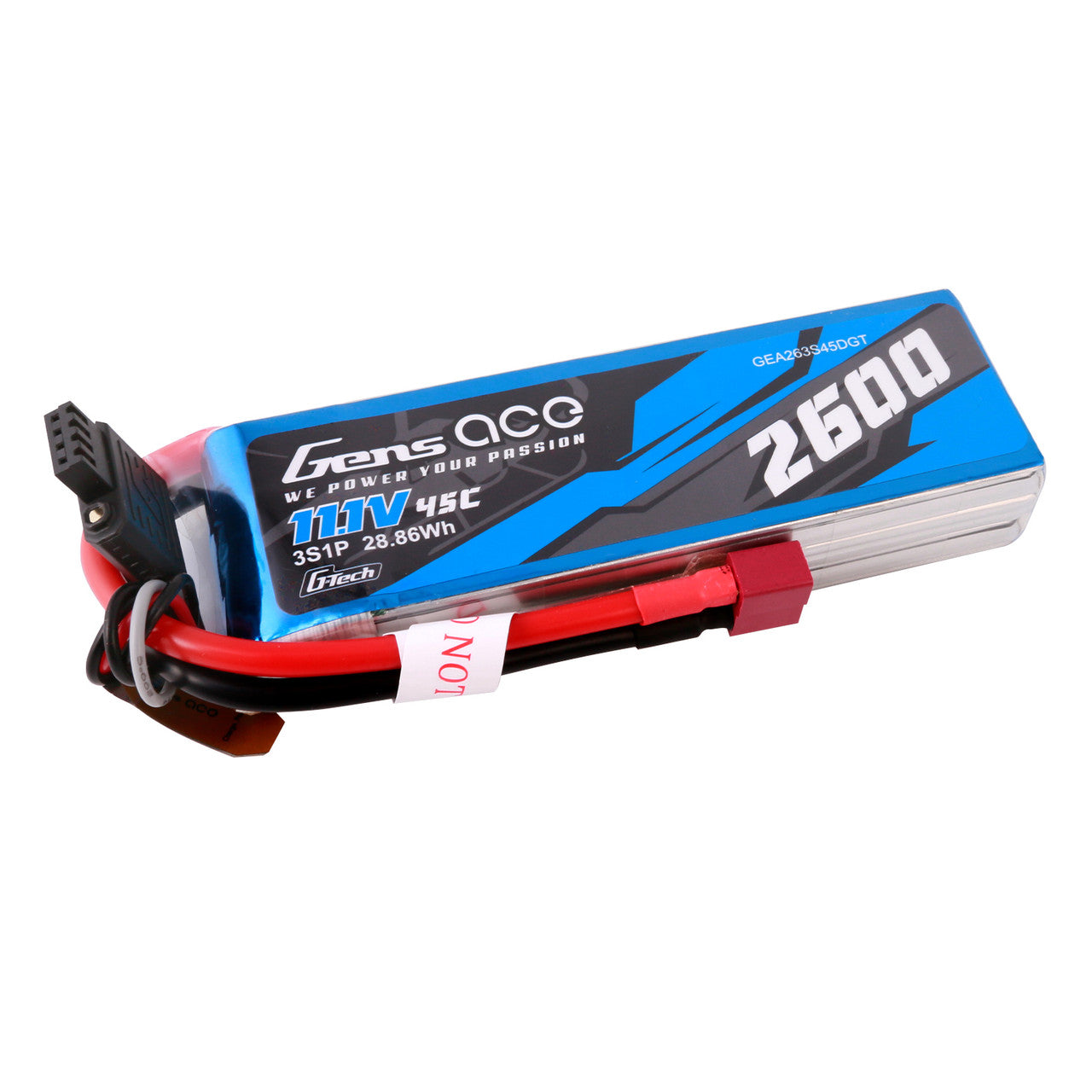 Gens Ace 2600mAh 3S 45C 11.1V G-Tech Lipo Battery Pack With Deans Plug