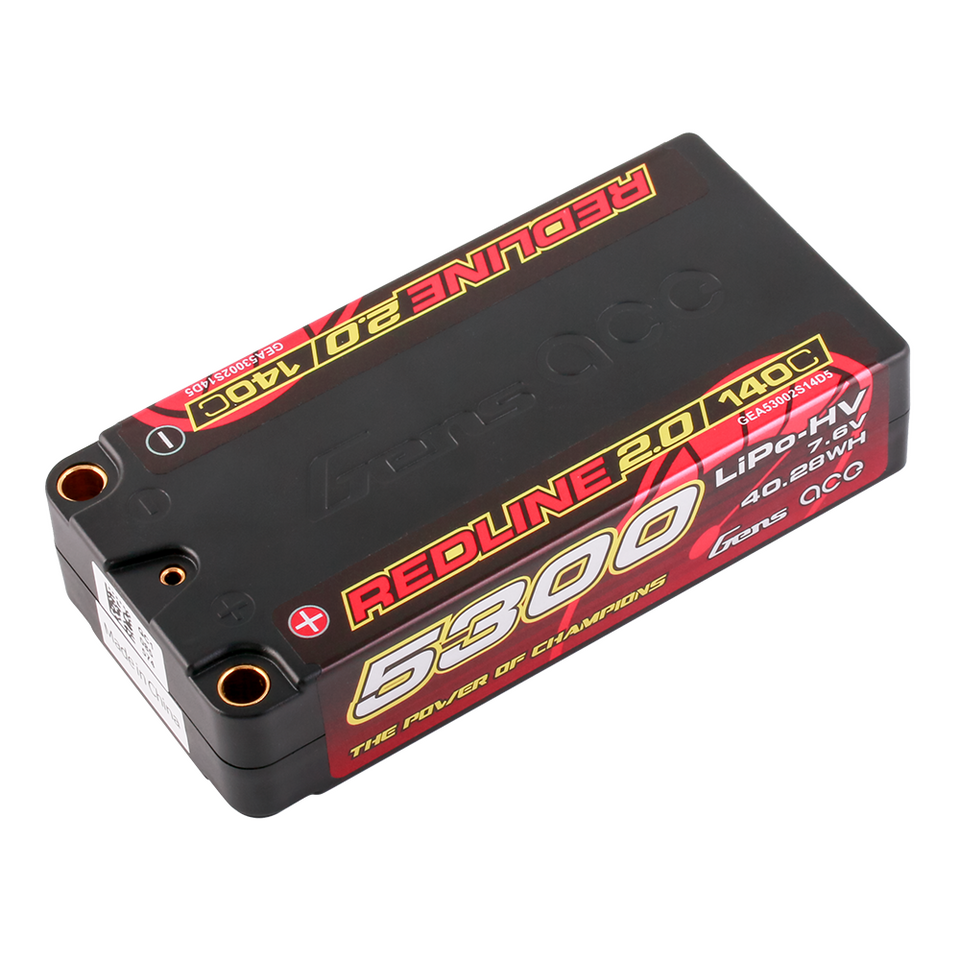 Gens Ace 5300mAh 7.6V 140C 2S2P HardCase #64 HV Shorty Redline 2.0 Series Lipo Battery