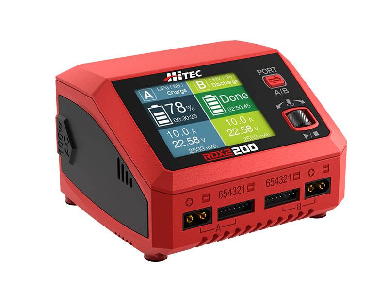 Hitec RDX2 200 AC/DC 200W 10A 6S Dual Port Battery Charger