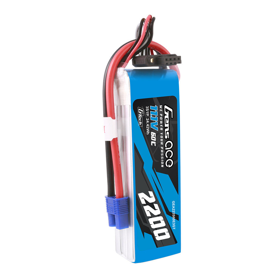 Gens Ace 2200mAh 3S 11.1V 60C G-Tech Lipo Battery Pack With EC3 Plug