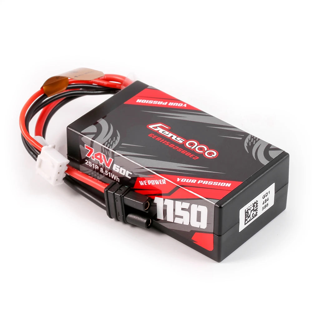 Gens ace 1150mAh 2S 60C 7.4V HardCase Lipo Battery with IEC2 Plug