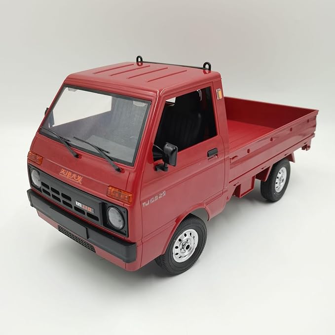 Red RC Kei Truck WPL D12 RC Car 1/10 Scale RC Drift Car Remote Control Kei Truck RTR 2.4G RWD 280 Motor Proportional Throttle Steering Dual Rate Carry Pickup