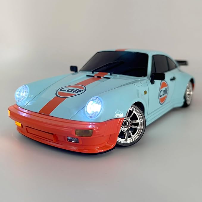 LDRC Posche 911 RC Drift Car 1/18 RWD Drifting with Extra Metal Tires & Wheel Hex Hub RC Cars for Adult with Alloy Car Shell 2.4Ghz Remote Control with Gyro Blue