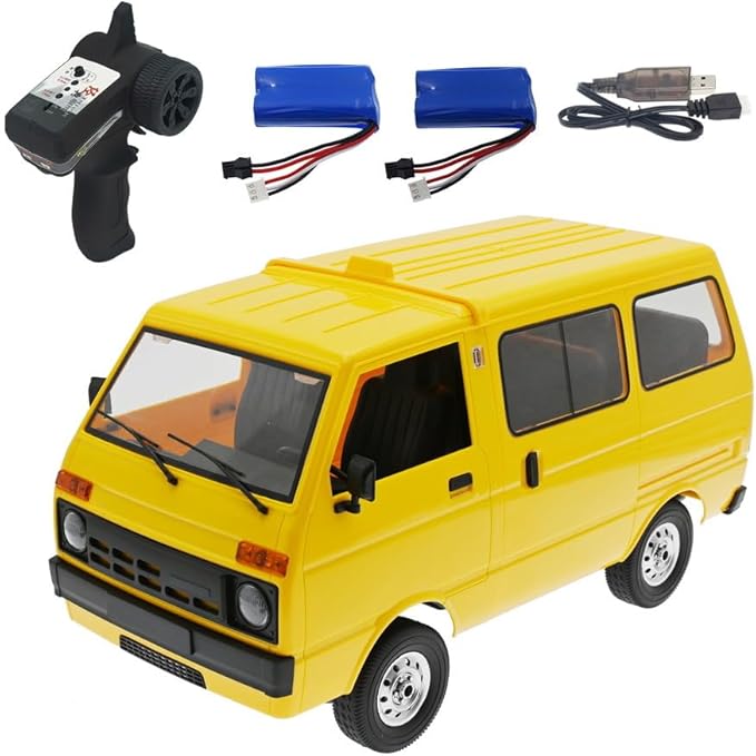 Yellow WPL RC Van 1/10 Scale 4WD Drift Truck, RTR Off-Road 2.4G Full Proportion Remote Control Vehicle with LED Lights
