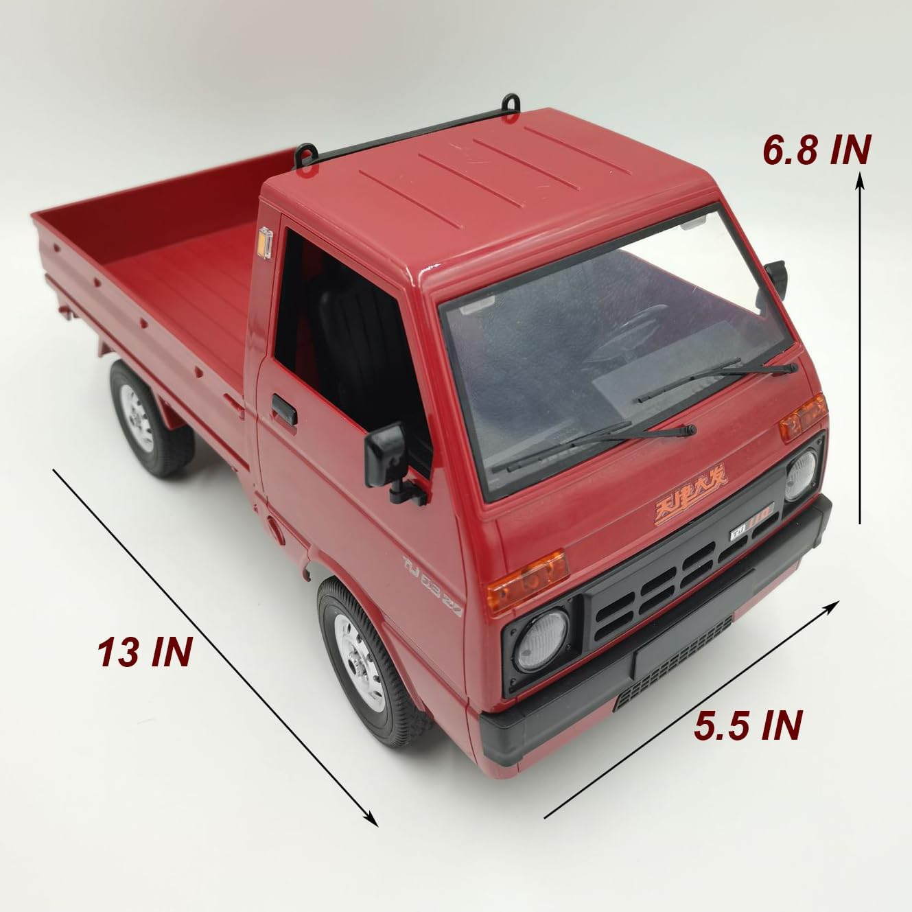 Red RC Kei Truck WPL D12 RC Car 1/10 Scale RC Drift Car Remote Control Kei Truck RTR 2.4G RWD 280 Motor Proportional Throttle Steering Dual Rate Carry Pickup