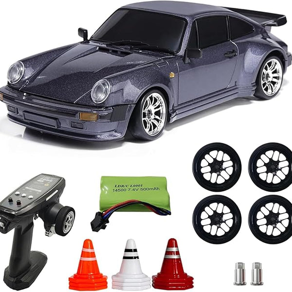 LDRC Posche 911 RC Drift Car 1/18 RWD Drifting with Extra Metal Tires
