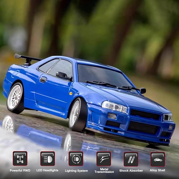 Blue LdRC A99 1/18 Rwd RC Car Drift Car Remote Control Racing Vehicles Model Lights