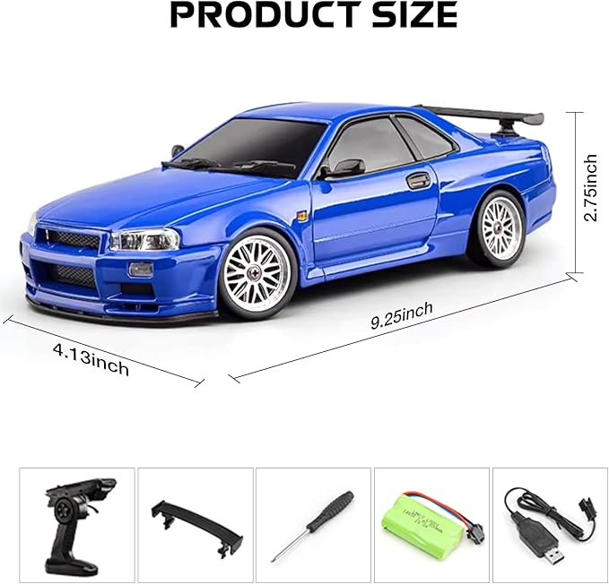 Blue LdRC A99 1/18 Rwd RC Car Drift Car Remote Control Racing Vehicles Model Lights