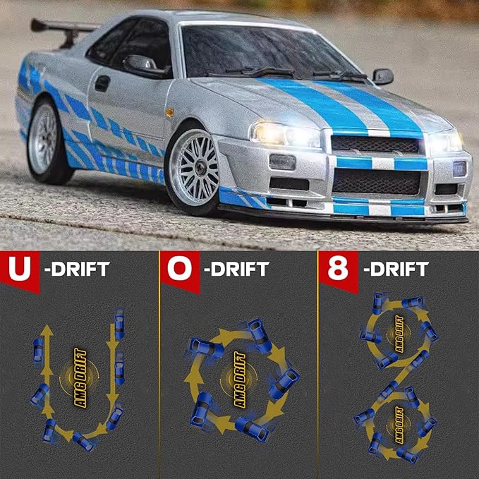 Silver LdRC A99 1/18 Rwd RC Car Drift Car Remote Control Racing Vehicles Model Lights
