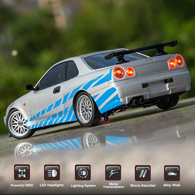 Silver LdRC A99 1/18 Rwd RC Car Drift Car Remote Control Racing Vehicles Model Lights