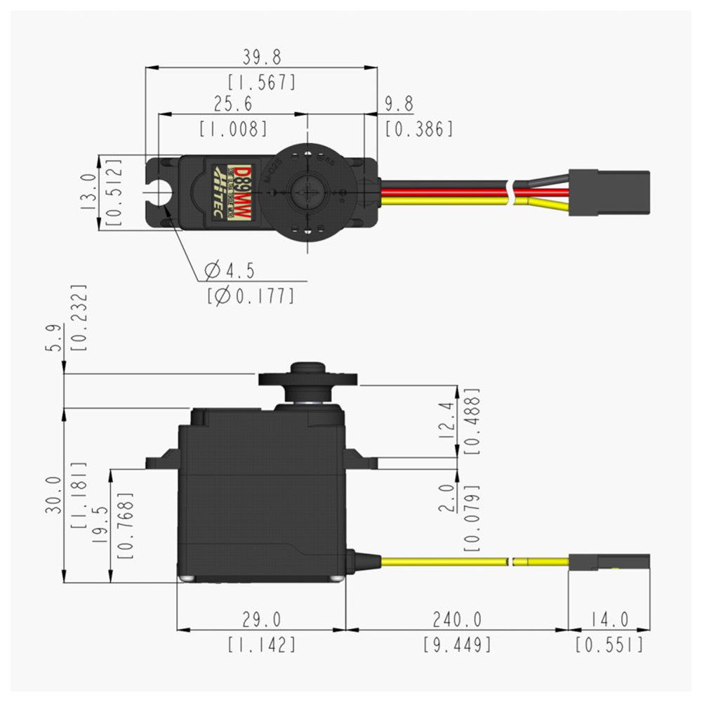 Hitec D89MW 13mm, Coreless, Wide Voltage, Metal Gear Actuator (7.4V)
