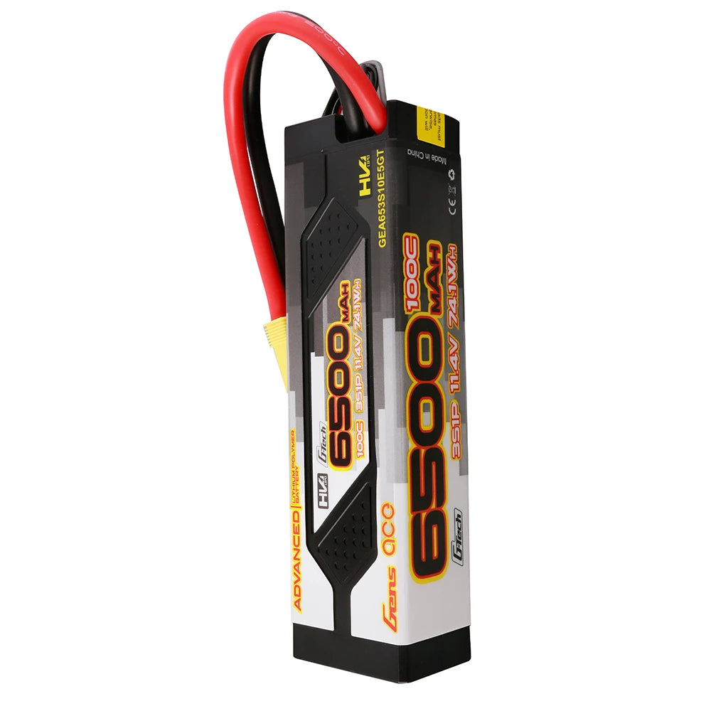 Gens ace 6500mAh 3S 11.4V 100C G-Tech Advanced HardCase Lipo Battery Pack 60# with EC5 Plug
