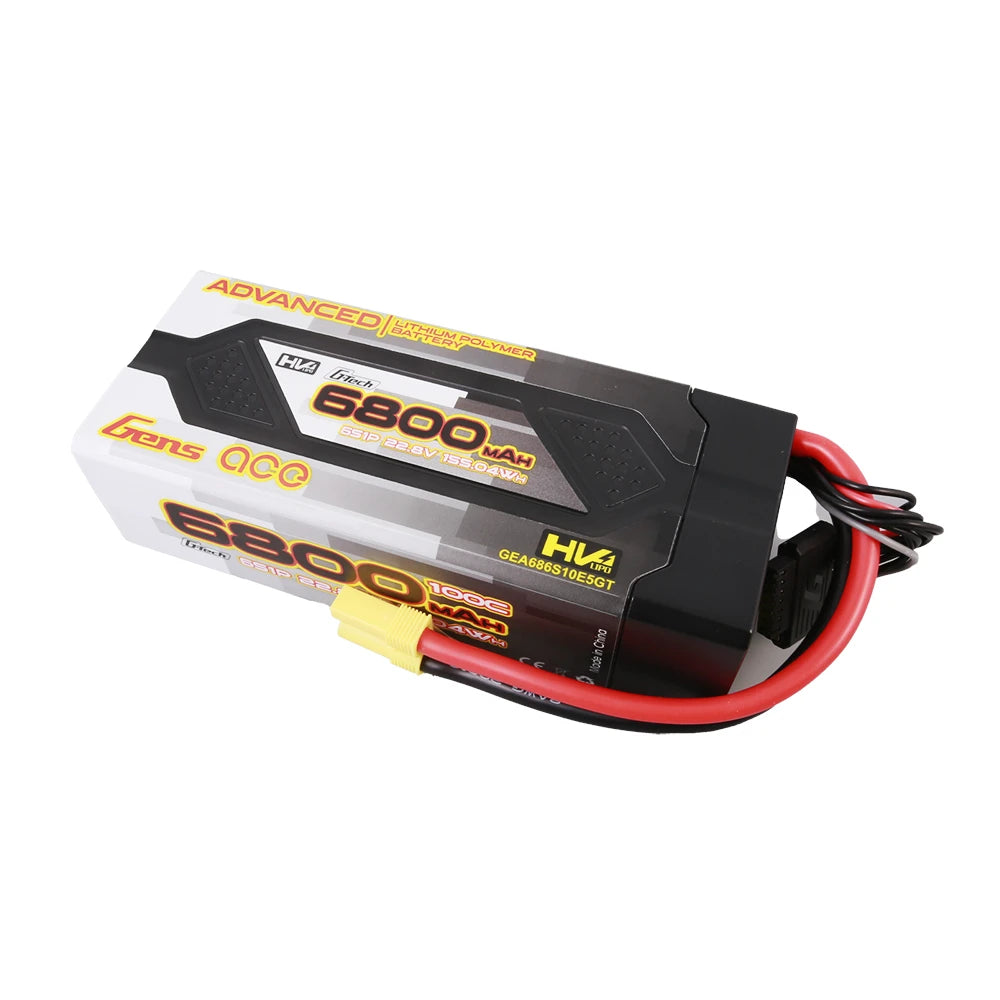 Gens ace 6800mAh 6S 100C 22.8V HardCase G-Tech Advanced Lipo Battery Pack 61# with EC5 Plug