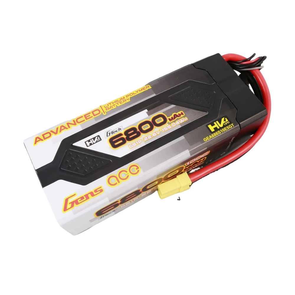 Gens ace 6800mAh 6S 100C 22.8V HardCase G-Tech Advanced Lipo Battery Pack 61# with EC5 Plug