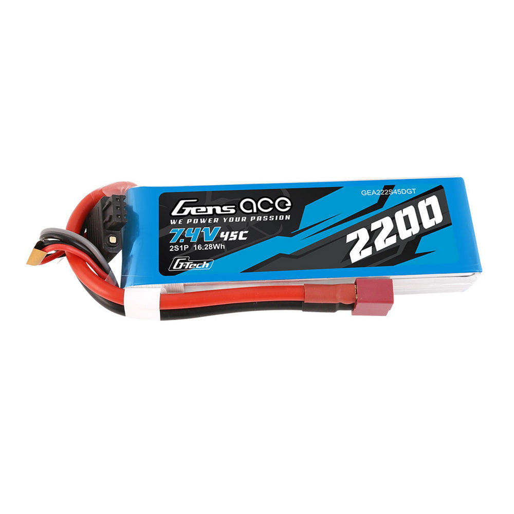 Gens Ace G-Tech 2200mAh 45C 7.4V 2S1P Lipo Battery Pack With Deans Plug