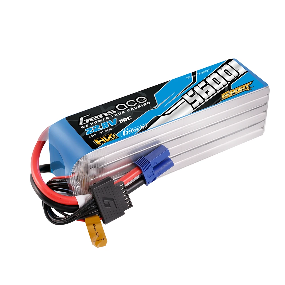 Gens ace Sport G-Tech HV 5600mAh 6S1P 80C 22.8V Lipo Battery Pack with EC5 Plug