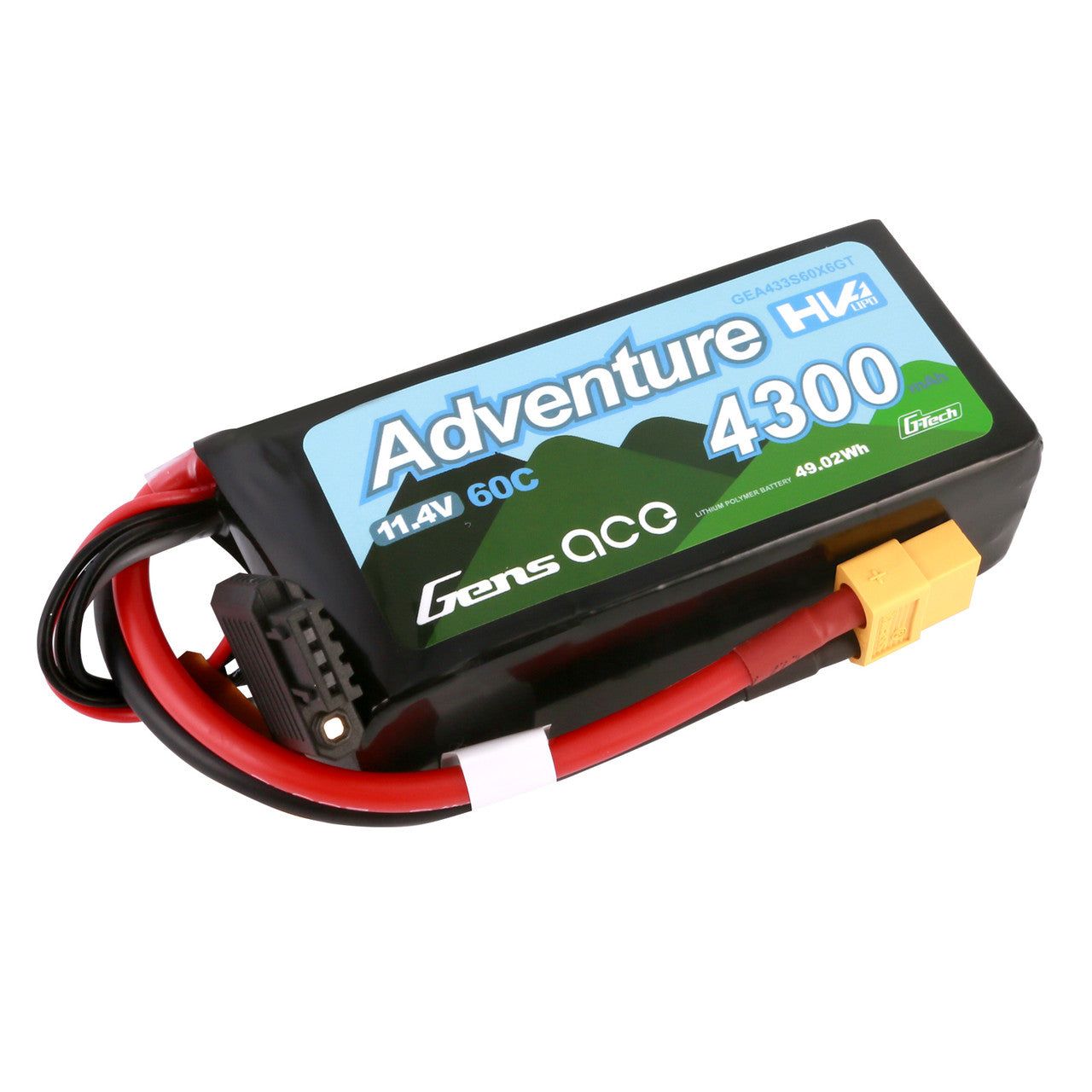 Gens Ace Adventure High Voltage 4300mAh 3S1P 11.4V 60C G-TechLipo Battery With XT60 Plug
