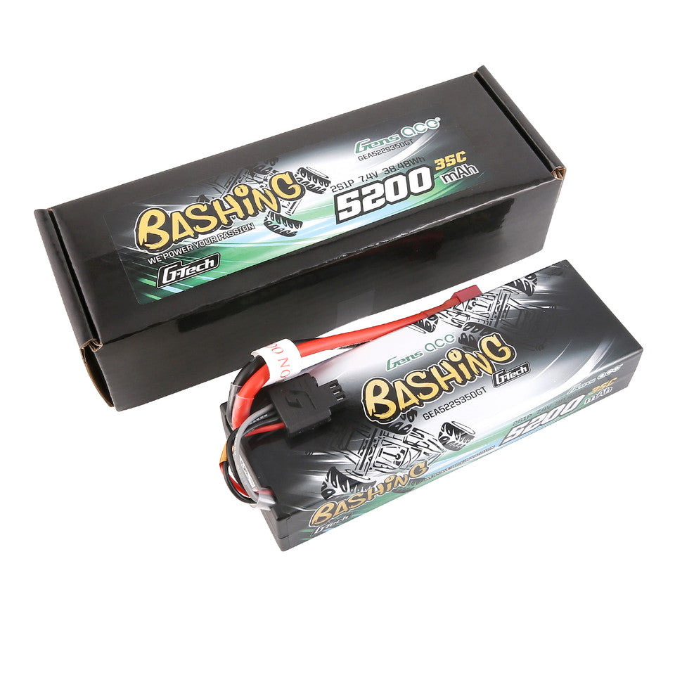 Gens Ace G-Tech Bashing Series 5200mAh 7.4V 2S1P 35C Car Lipo Battery Pack Hardcase 24# With Deans Plug