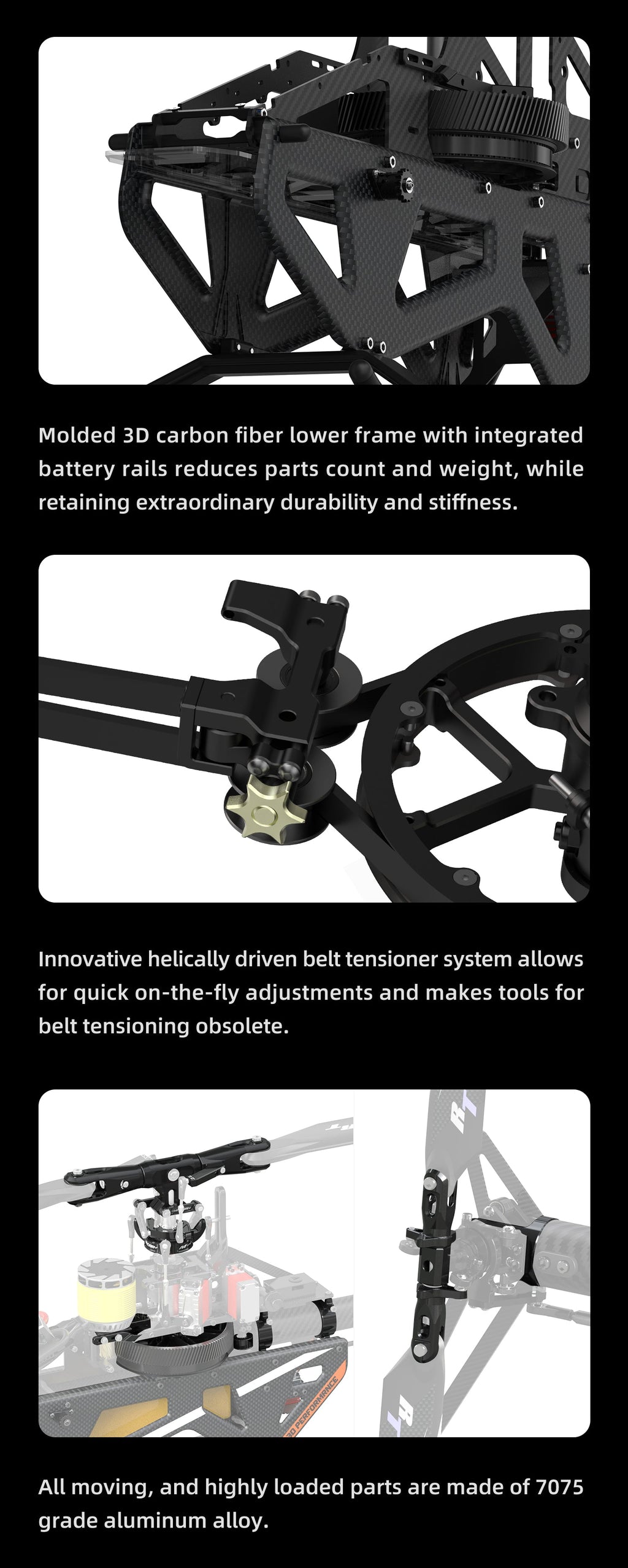 OMPHOBBY M7 RC Helicopter Frame Kit (with RotorTech 700mm blades and 1