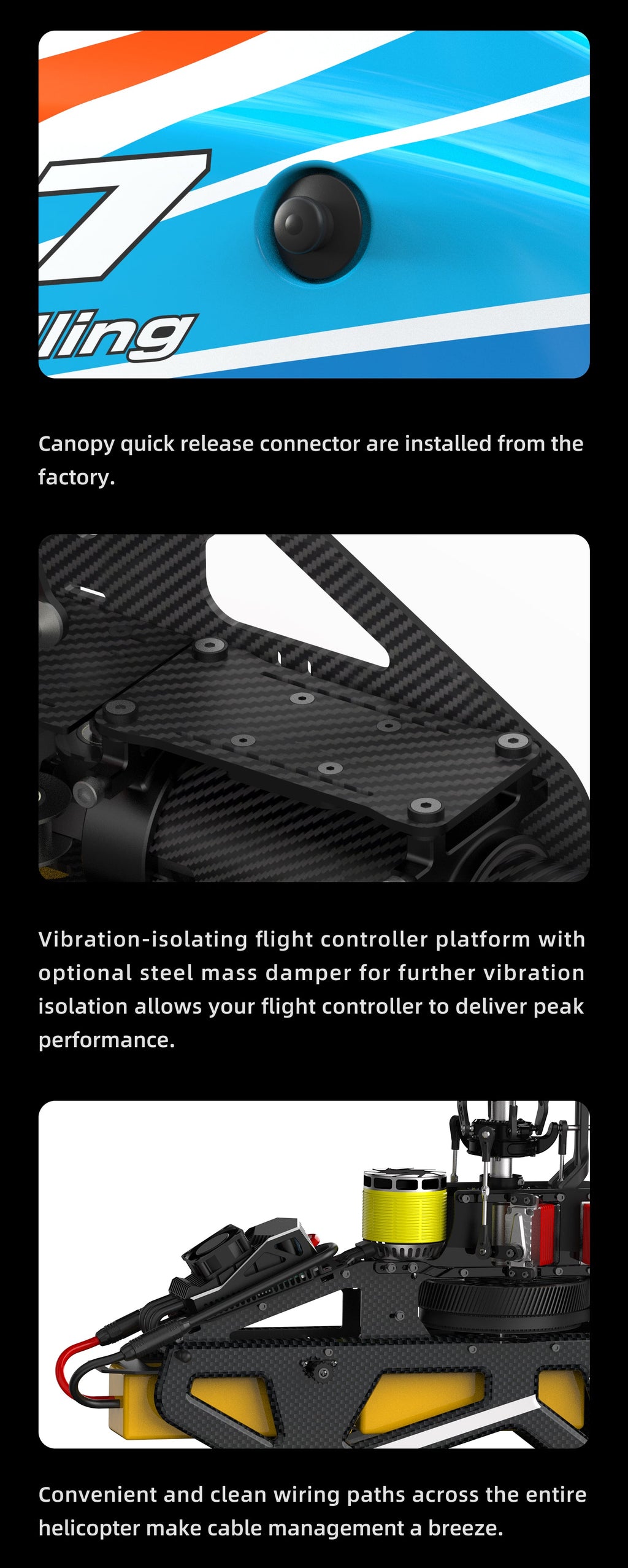 OMPHOBBY M7 RC Helicopter Frame Kit (with RotorTech 700mm blades and 1