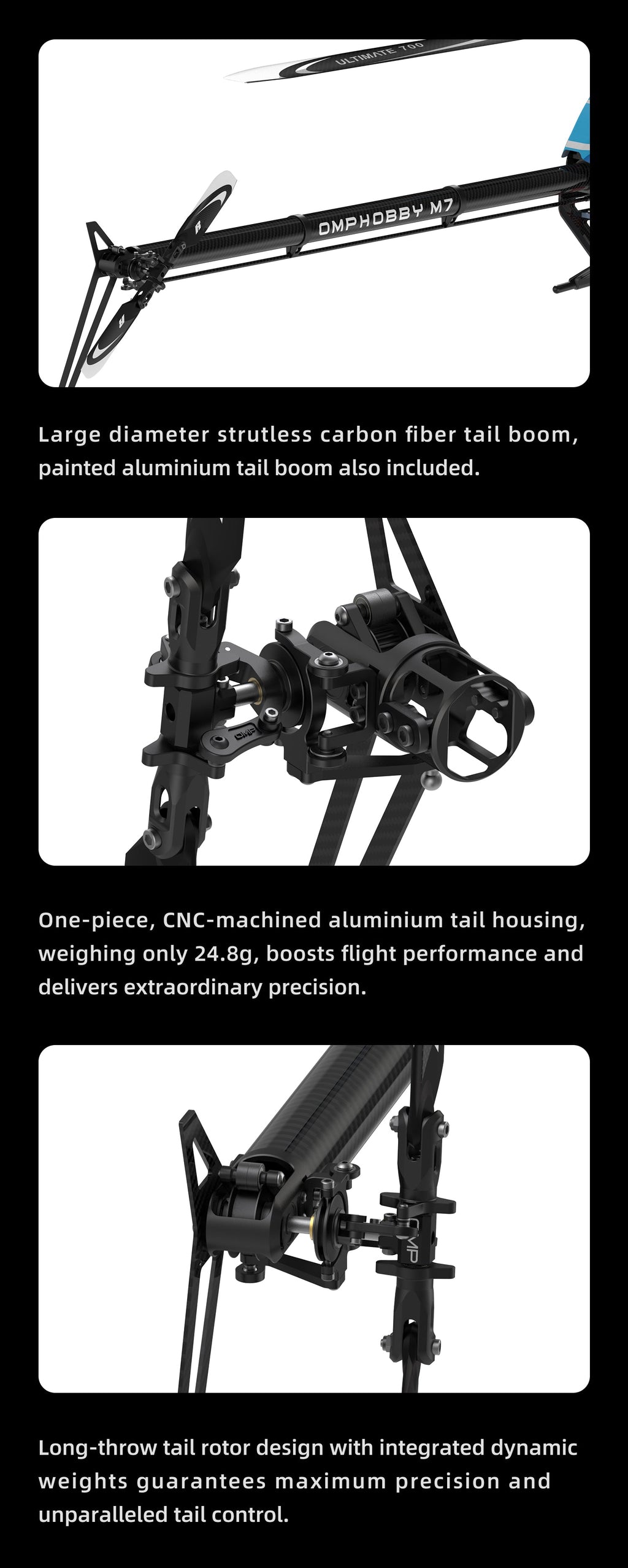 OMPHOBBY M7 RC Helicopter Frame Kit (with RotorTech 700mm blades and 1