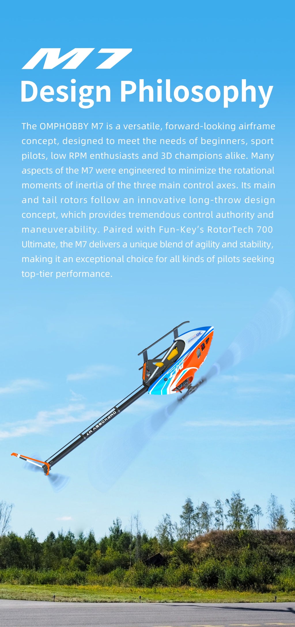 OMPHOBBY M7 RC Helicopter Frame Kit (with RotorTech 700mm blades and 1