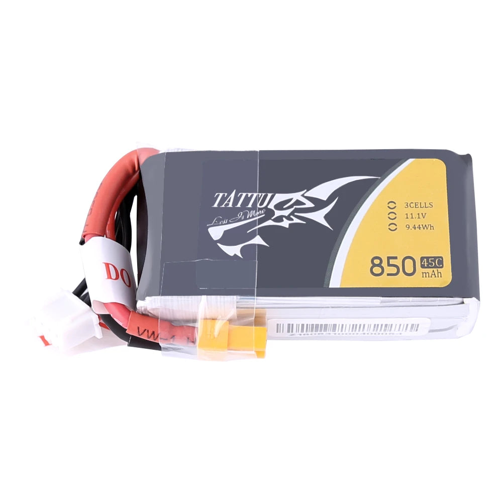Tattu 850mAh 11.1V 45C 3S1P Lipo Battery Pack with XT30 plug