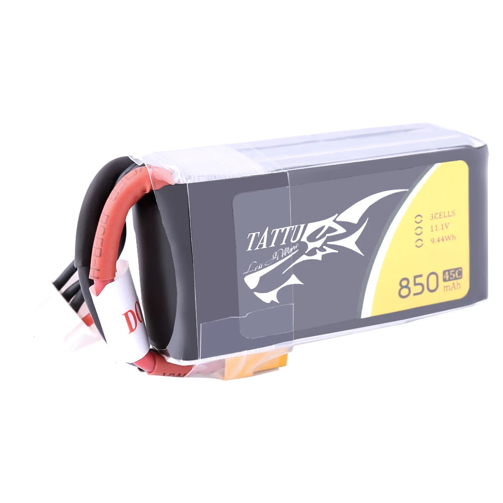 Tattu 850mAh 11.1V 45C 3S1P Lipo Battery Pack with XT30 plug
