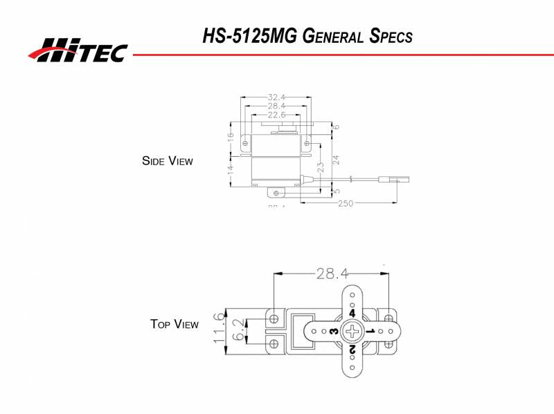 Hitec HS-5125MG Slim Metal Gear Wing Servo